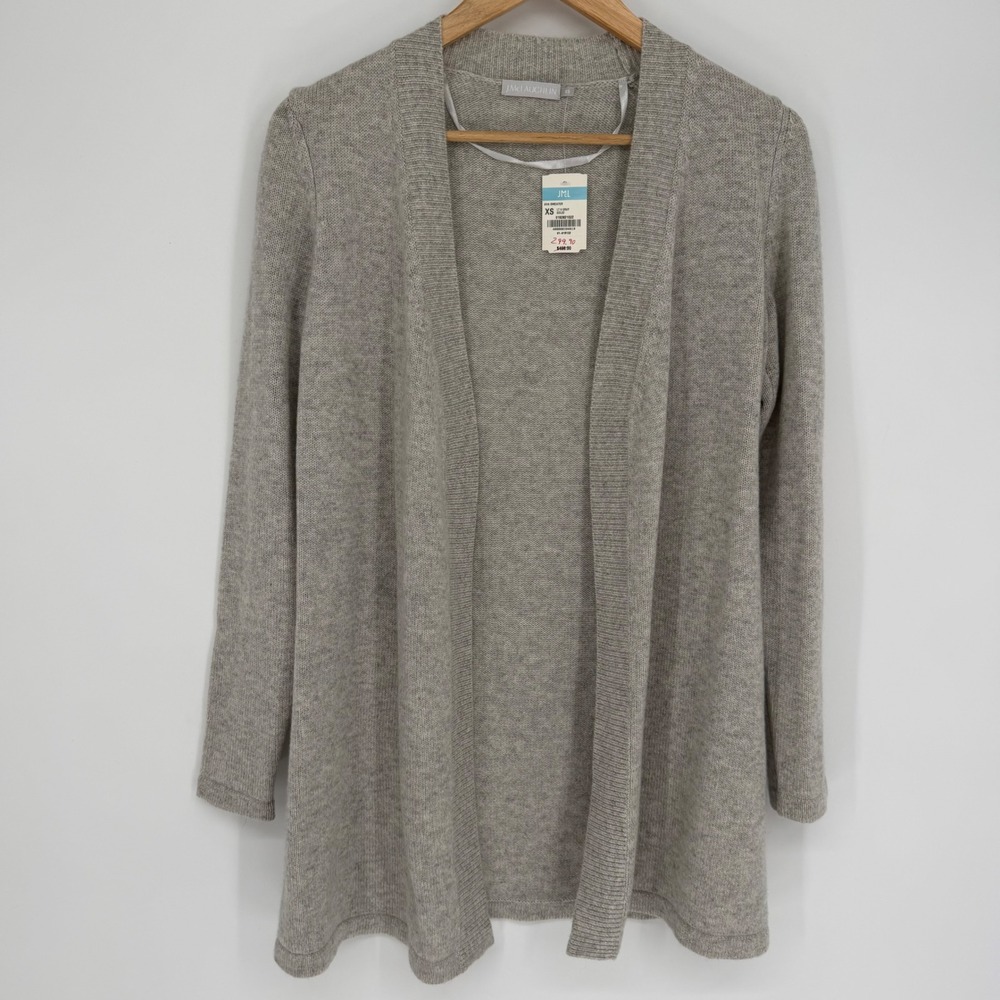 J.McLaughlin Ava 100% Cashmere Cardigan Gray XS Quiet Luxury Old Money